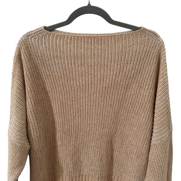 J. Crew Ribbed Funnelneck Sweater in Linen-Cotton Blend in Soft Khaki Bone Sz M - Picture 5 of 11